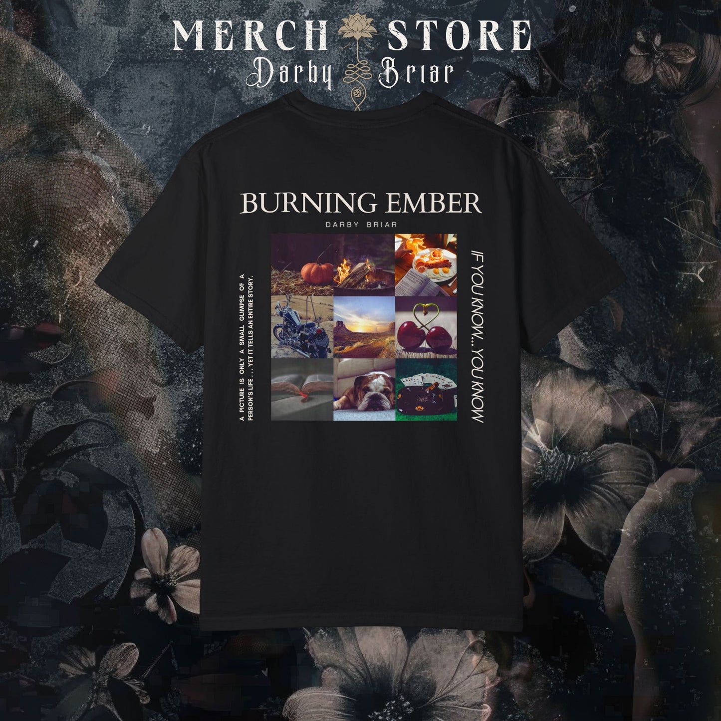 Burning Ember Official Tee - Darby Briar Harbingers of Chaos, Revel in Chaos - Regret Nothing Series Tee, MC Romance, Biker Romance T-Shirt