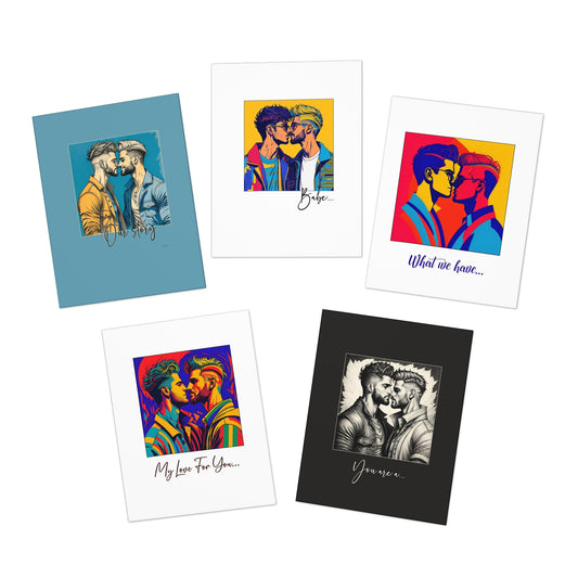 Male Couple Greeting Cards-Special Occasion-Gay Couple featuring two men-Multi-Design Greeting Cards (5-Pack)-LGBTQ+ Holiday Cards