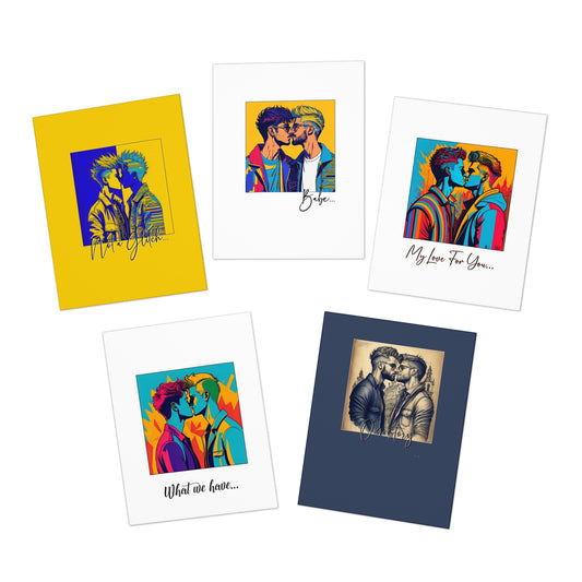 Male Couple Greeting Cards Option 3-Special Occasion-Gay Couple featuring two men-Multi-Design Greeting Cards (5-Pack)-LGBTQ+ Holiday Cards