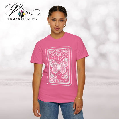 ANTISOCIAL BUTTERFLY Tarot Graphic T-Shirt-Humorous Tee-Comfort Colors Graphic Tee-Unisex Graphic Tee-Tarot Card Graphic T-shirt-Giftful-Gift-Mother's Day