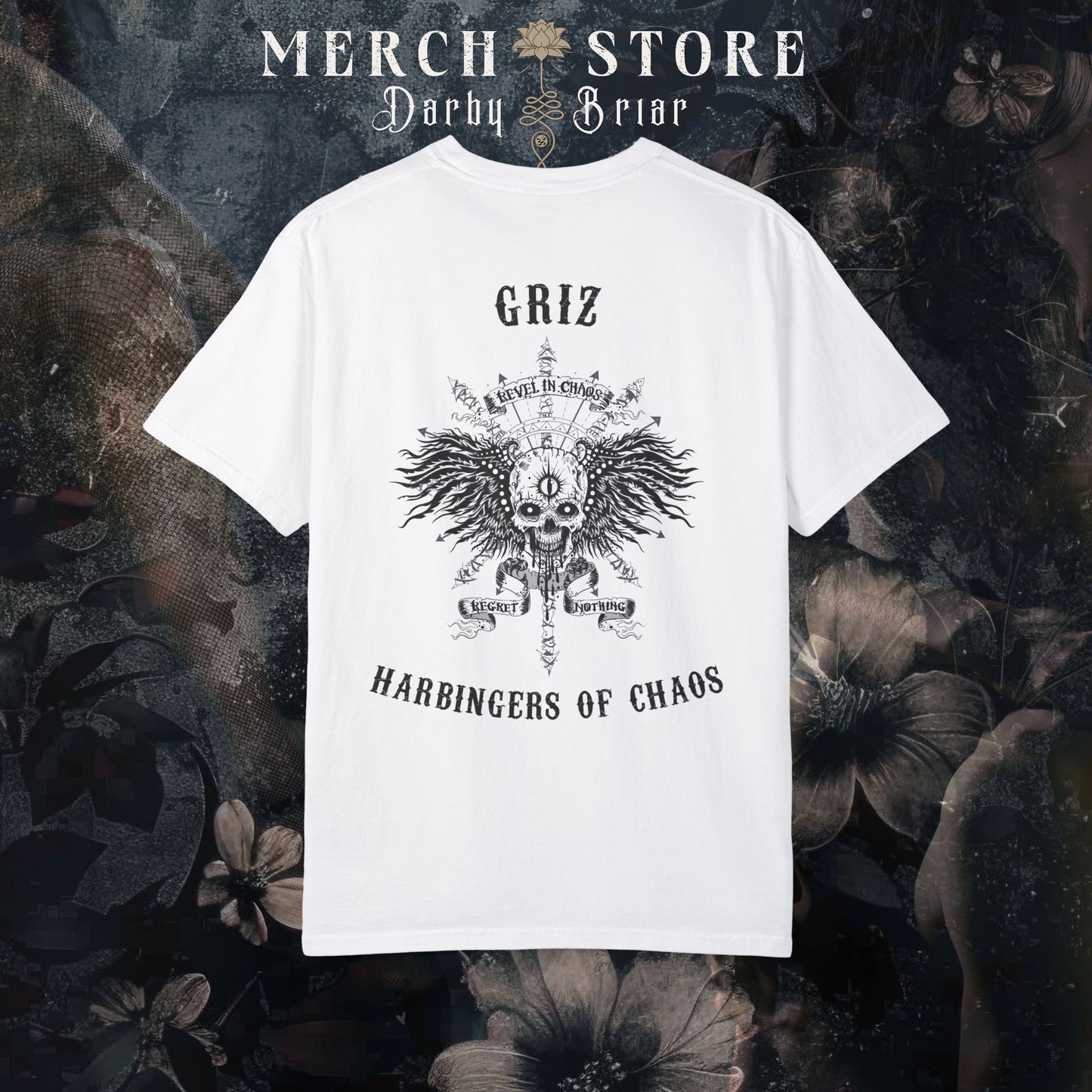 GRIZ HOC TEE - Darby Briar Harbingers of Chaos, Revel in Chaos - Regret Nothing Series Tee, MC Romance, Biker Romance T-Shirt, Unisex Biker Shirt