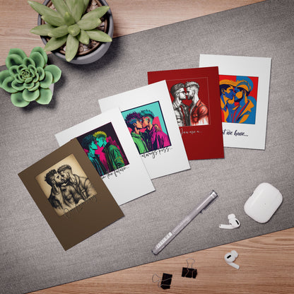 Male Couple Greeting Cards Option 2-Special Occasion-Gay Couple featuring two men-Multi-Design Greeting Cards (5-Pack)-LGBTQ+ Holiday Cards