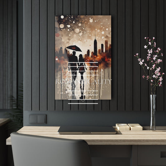 Those Rainy Night Walks - M/F Couple - Love in All Forms Collection - Acrylic Art Print-Art with Depth-Romantic Couple Bedroom Art Decor