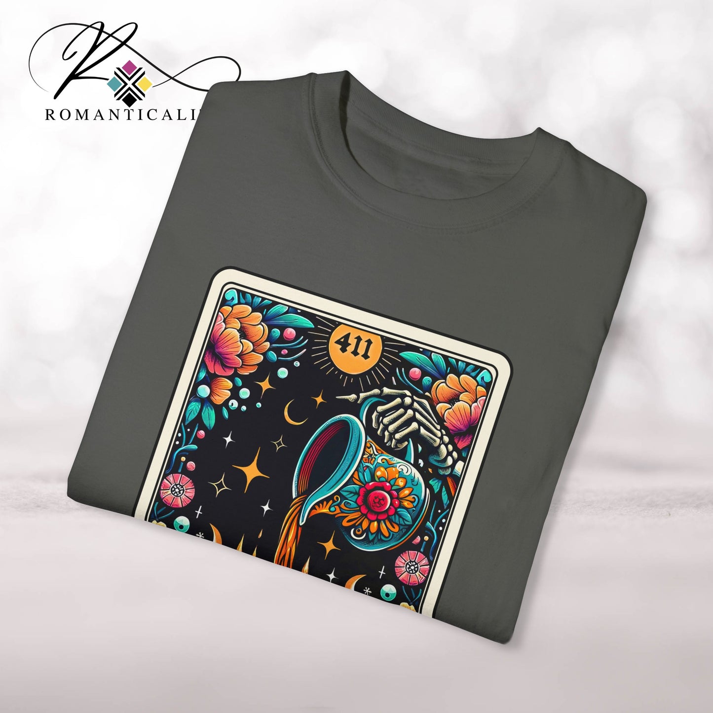 The Spilled Tea Graphic Top-Sassy Woman Tee-Tarot Card Graphic T-shirt-Women's Graphic T-Shirt-Women's Tarot Card Top-Mother's Day Gift