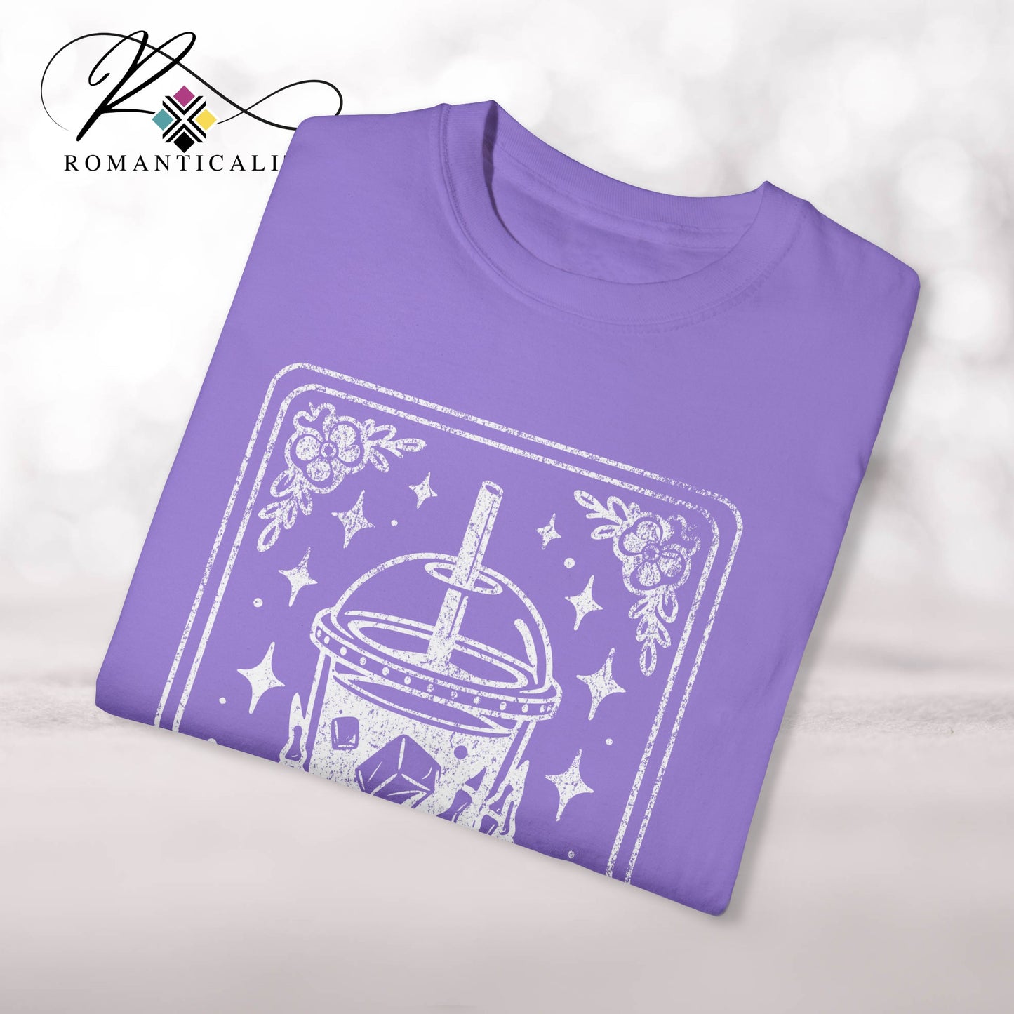 The ICED COFFEE Tarot Graphic T-Shirt-Humorous Tee-Comfort Colors Graphic Tee-Unisex Graphic Tee-Tarot Card Graphic T-shirt-Giftful-Gift-Mother's Day