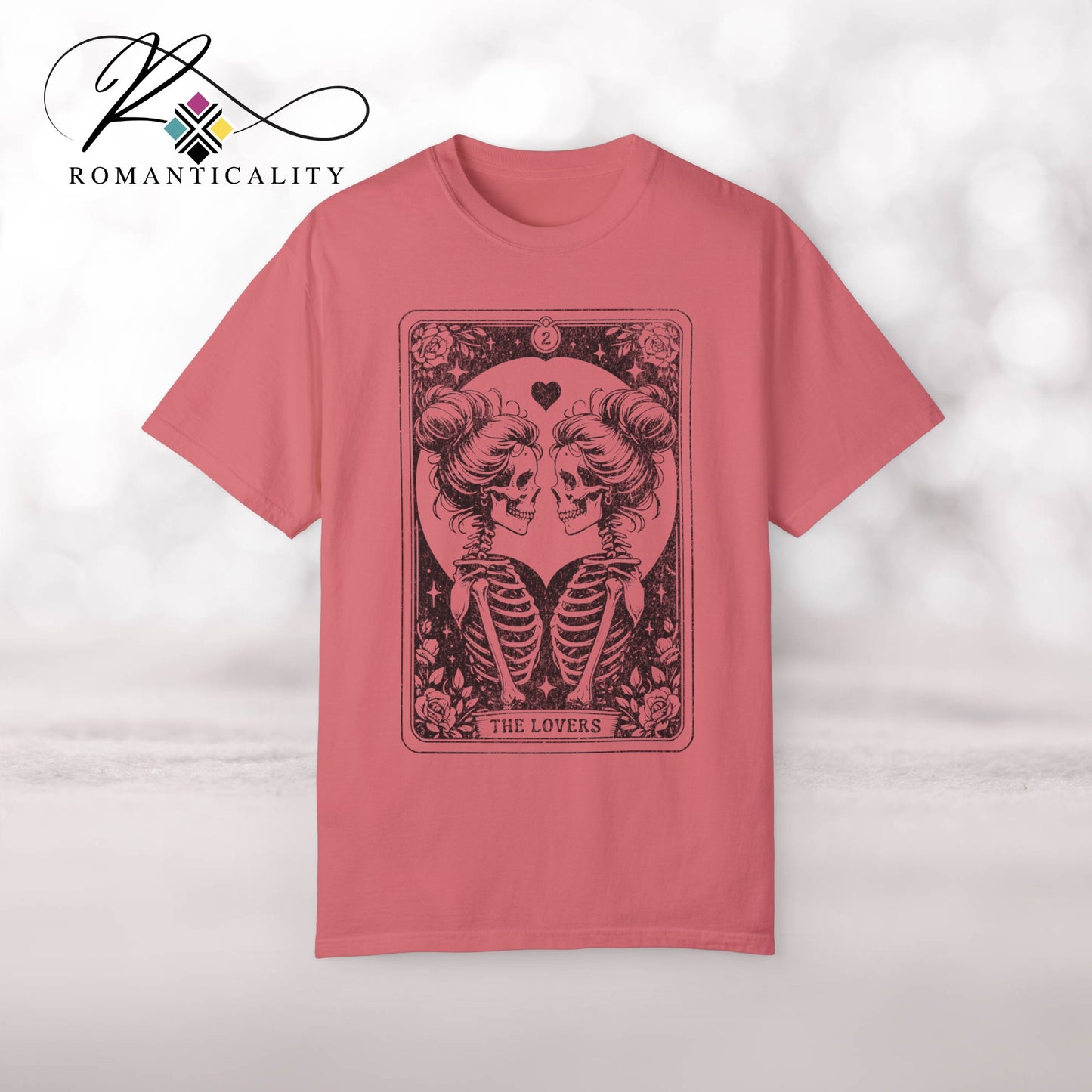The LOVERS-Female Couple Tarot Card Graphic Tee-Women's T-Shirt-Mother's Day Gift-Giftful- LGBTQ Tarot Card Graphic T-shirt-Themed Top-Funny Quote Tee