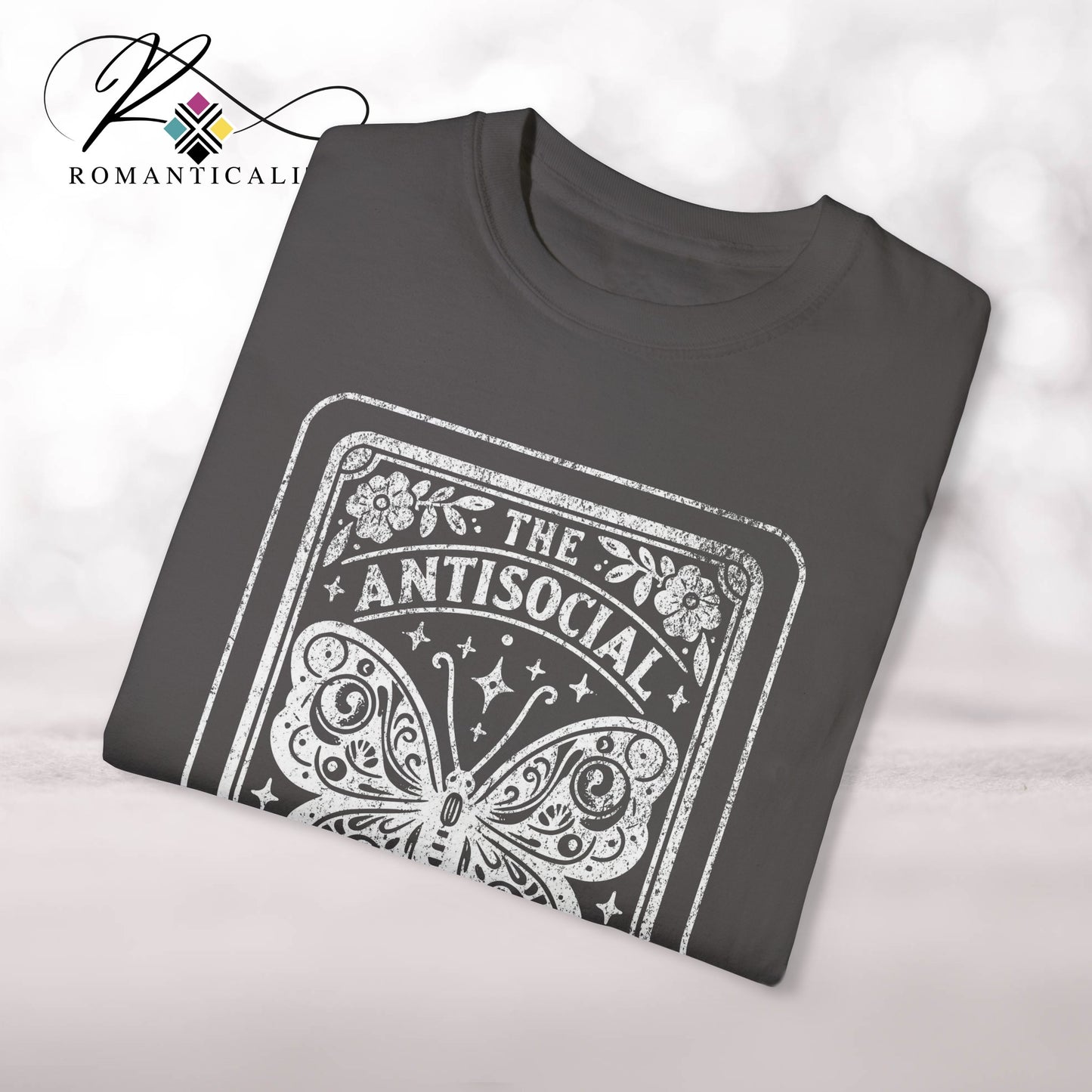 ANTISOCIAL BUTTERFLY Tarot Graphic T-Shirt-Humorous Tee-Comfort Colors Graphic Tee-Unisex Graphic Tee-Tarot Card Graphic T-shirt-Giftful-Gift-Mother's Day