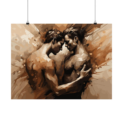 The Feel of You-Poster Print in Bold Color-Intimate Gay Couple-LGBTQIA+, LGBT, LGBTQ Wall Art Decor-Sensual Wall Art-Two Men-Gay Coupling