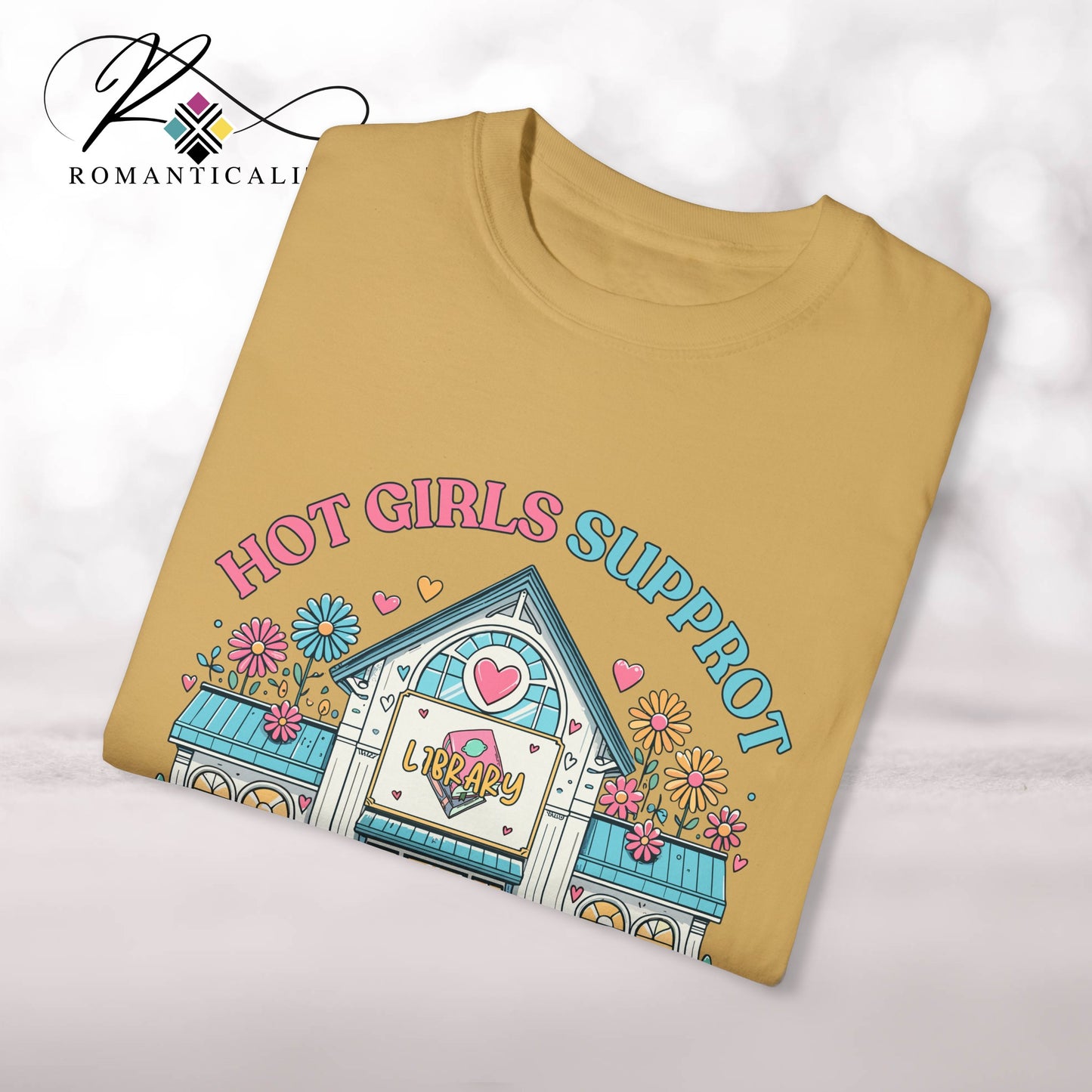 Hot Girls Support Local Library Shirt-Sassy Woman Tee-Reader & Writer Graphic T-shirt-Women's Graphic T-Shirt-Women's Book Lover Top
