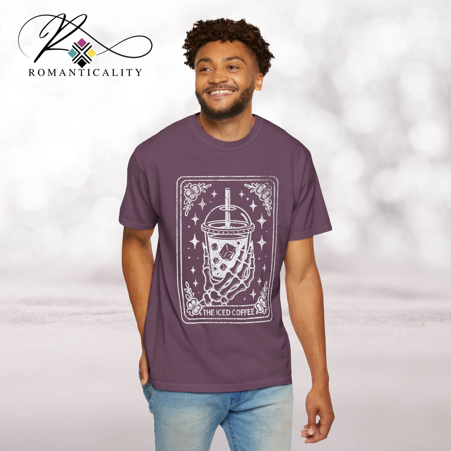 The ICED COFFEE Tarot Graphic T-Shirt-Humorous Tee-Comfort Colors Graphic Tee-Unisex Graphic Tee-Tarot Card Graphic T-shirt-Giftful-Gift-Mother's Day