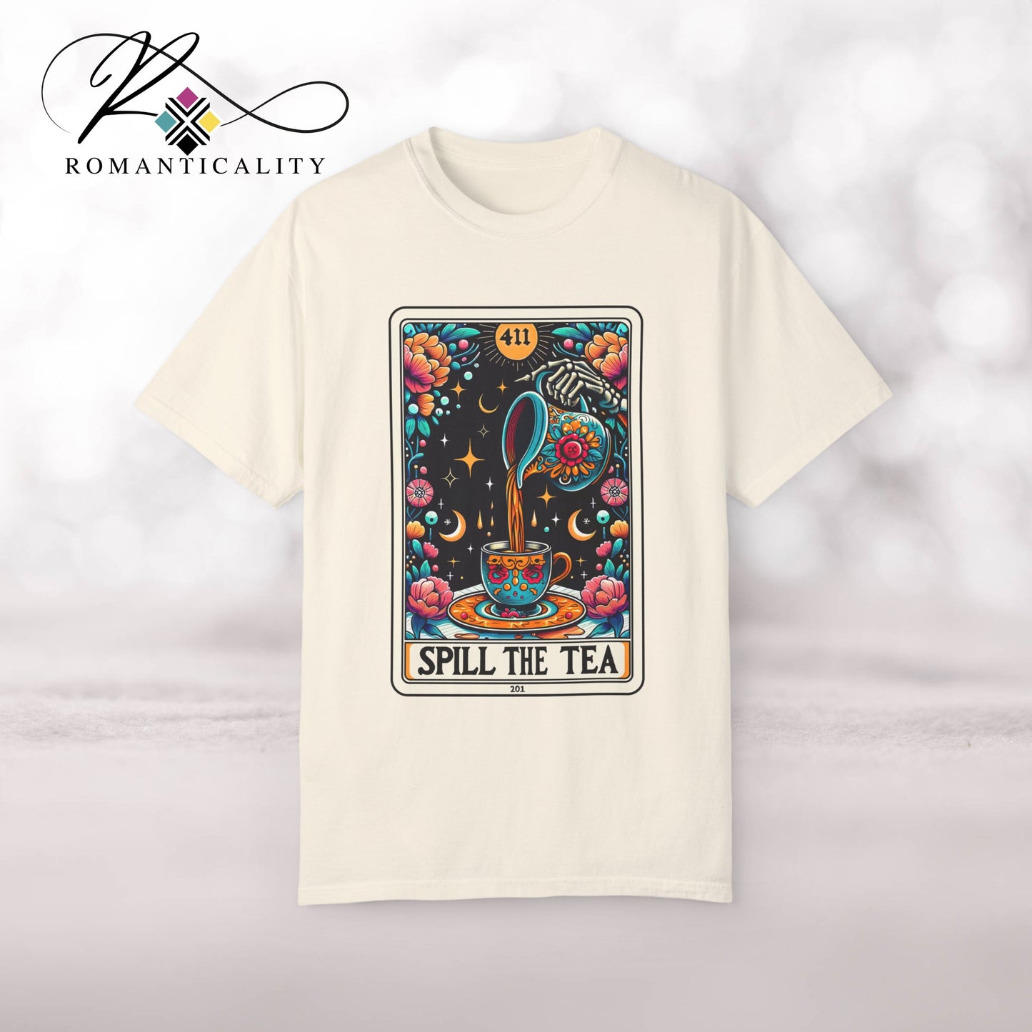 The Spilled Tea Graphic Top-Sassy Woman Tee-Tarot Card Graphic T-shirt-Women's Graphic T-Shirt-Women's Tarot Card Top-Mother's Day Gift