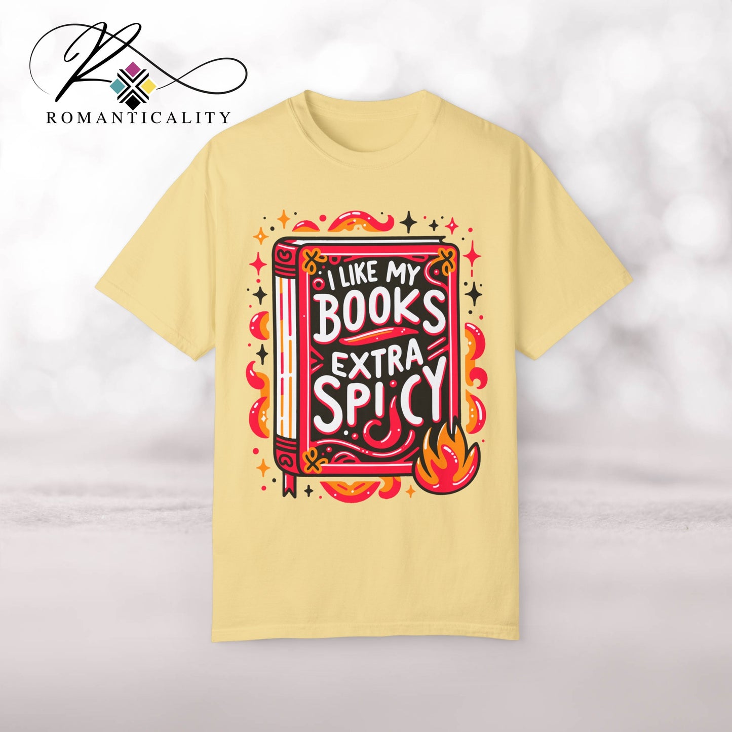 I Like My Books Spicy Graphic Reader Tee-Comfortable Book Lover T-Shirt-Gift for Readers/Writers