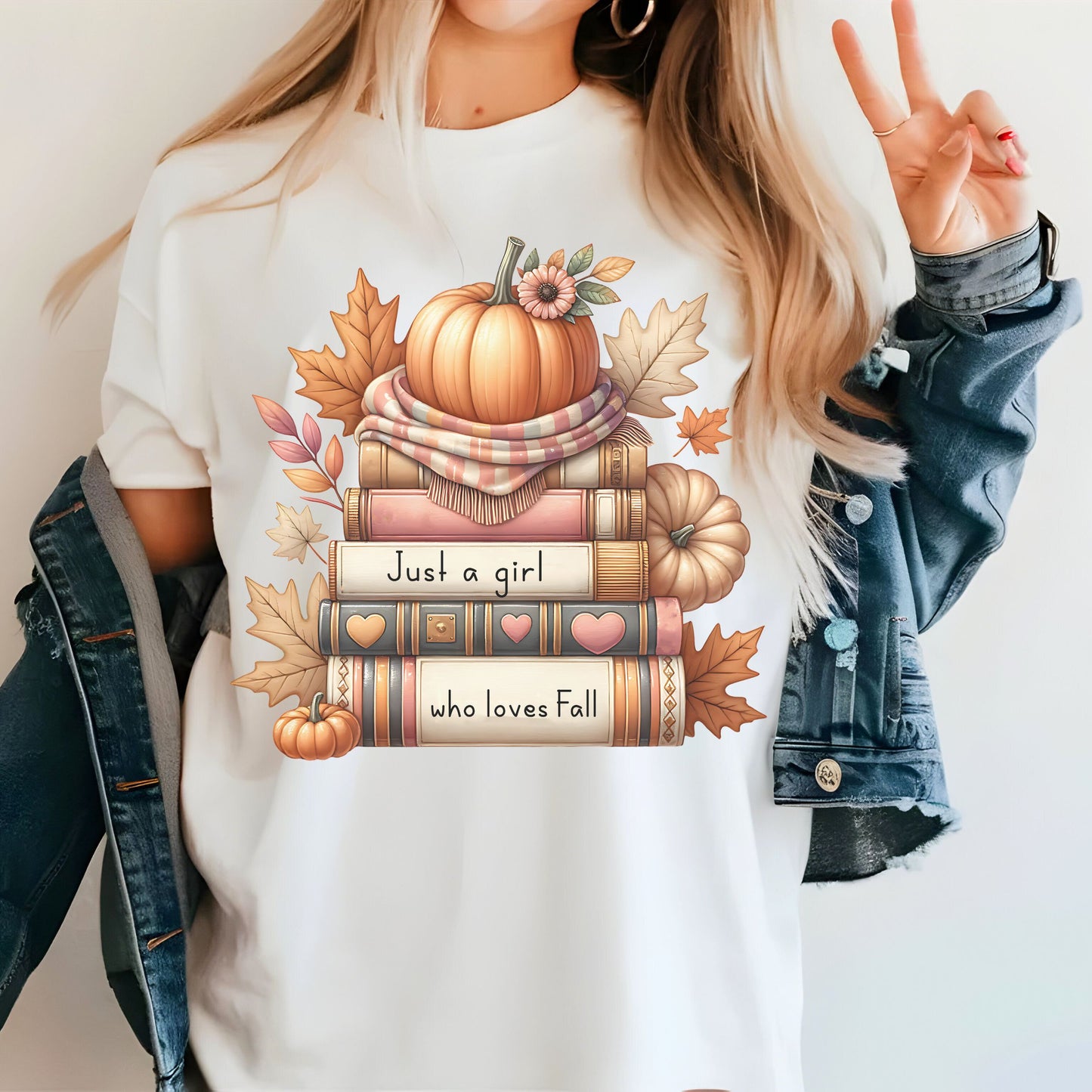 Just A Girl Who Loves Fall Women's Top-shirt- Bookish Fall T-Reader Shirt- Fan of Fall T-shirt-Book & Fall T-Shirt-Comfort Colors-Autumn Tee