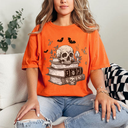 Bookish Halloween Top - Bookish Halloween Reader Shirt- Fan of Fall T-shirt-Book & Fall T-Shirt-Comfort Colors-Fall/Autumn Tee