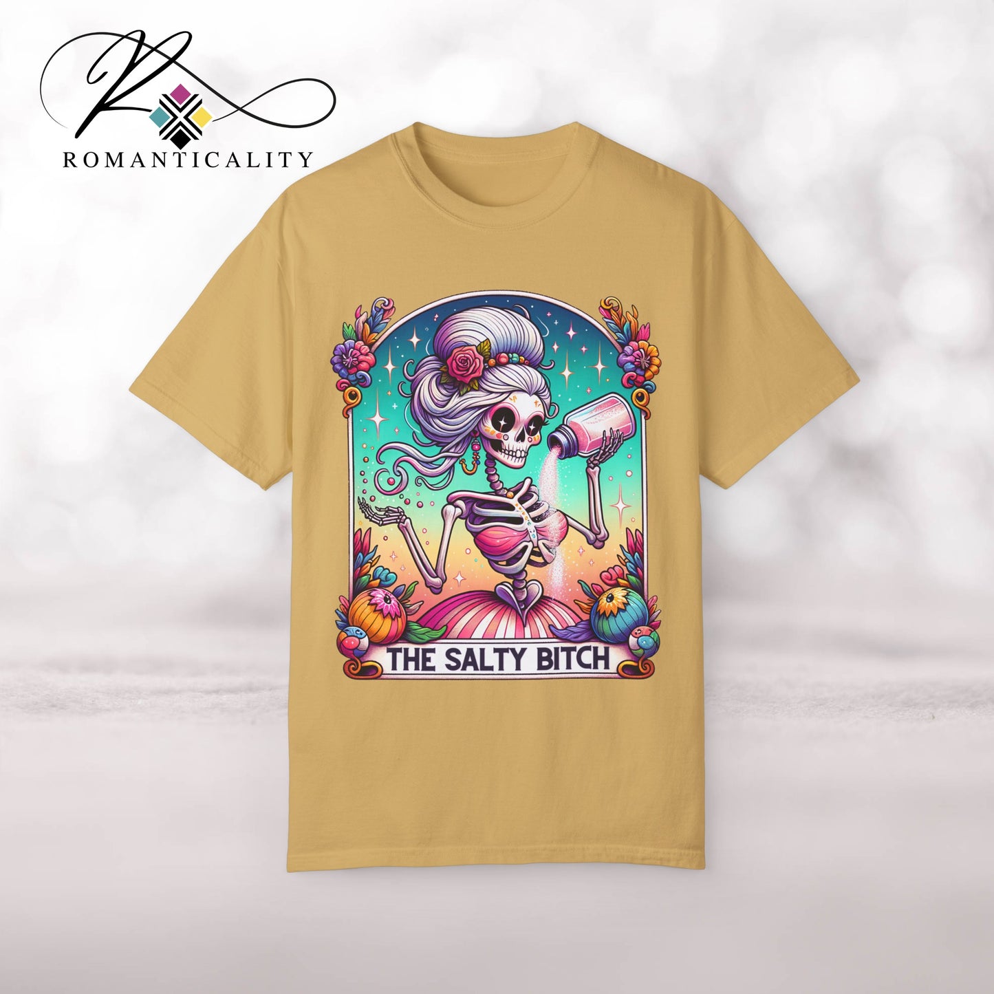 The Salty Bitch Tarot Graphic T-Shirt-Humorous Top-Color Tee-Unisex Graphic Tee-Tarot Card Graphic T-shirt-Giftful-Gift-Funny Quote Top