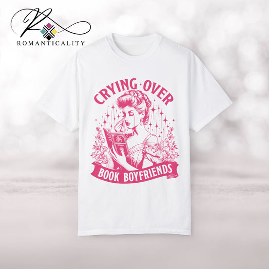 Crying Over Book Boyfriend Shirt-Comfortable Book Lover Graphic Tee-Gift for Readers/Writers