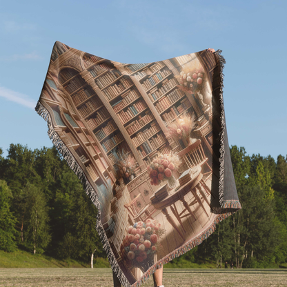 Antique Themed Bookish Woven Blanket