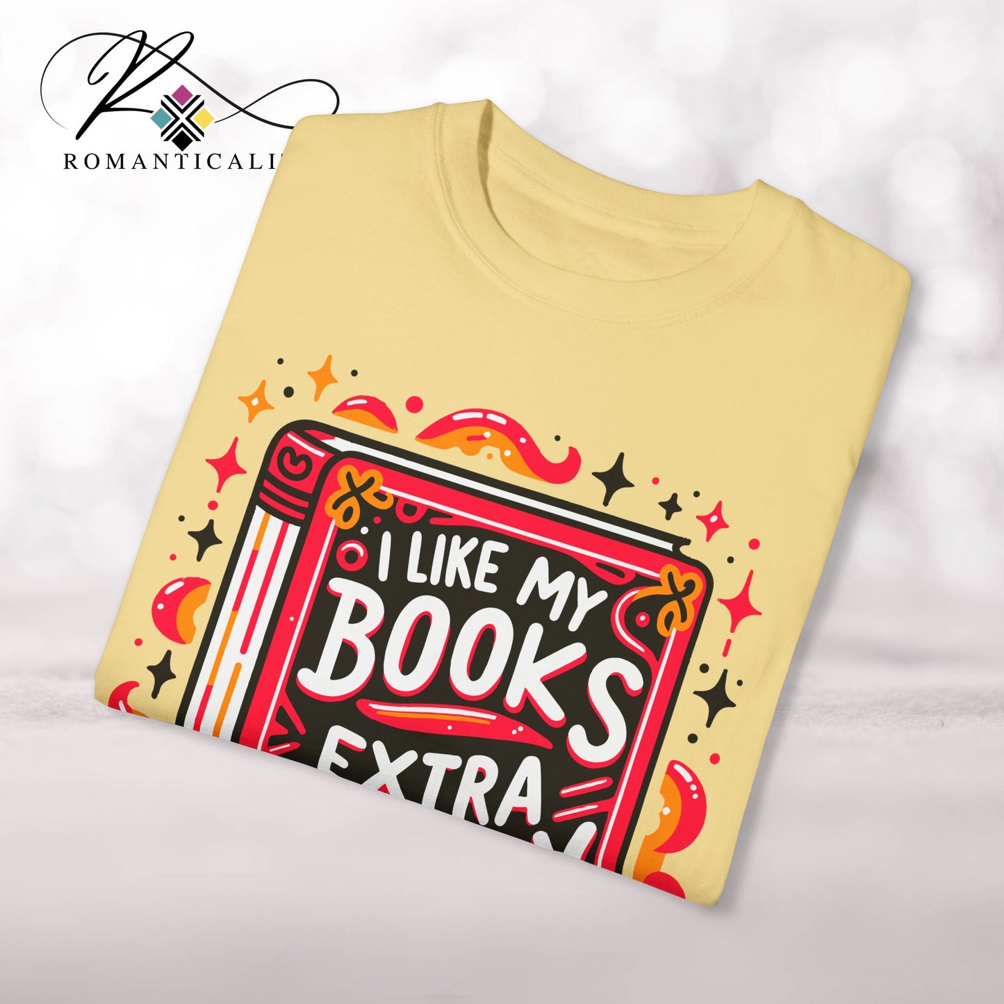 I Like My Books Spicy Graphic Reader Tee-Comfortable Book Lover T-Shirt-Gift for Readers/Writers
