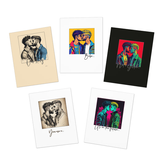 Male Couple Greeting Cards Option 7-Special Occasion-Gay Couple featuring two men-Multi-Design Greeting Cards (5-Pack)-LGBTQ+ Holiday Cards