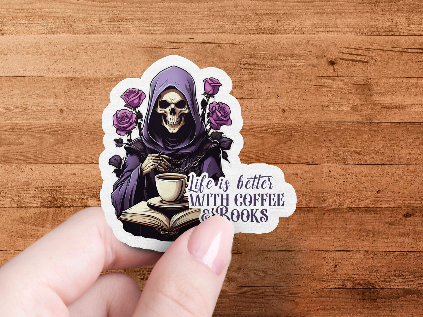 Coffee & Books Dark Book Reader Gothic Sticker