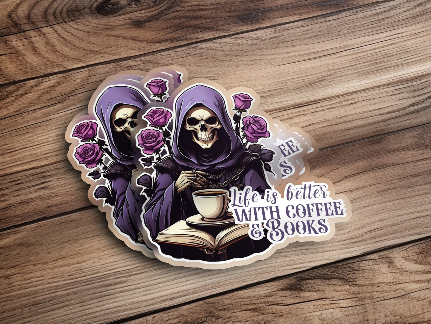 Coffee & Books Dark Book Reader Gothic Sticker