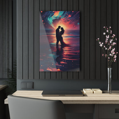Beach Paradise With You -M/F Couple - Love in All Forms Collection - Acrylic Art Print-Art with Depth-Romantic Couple Bedroom Decor -