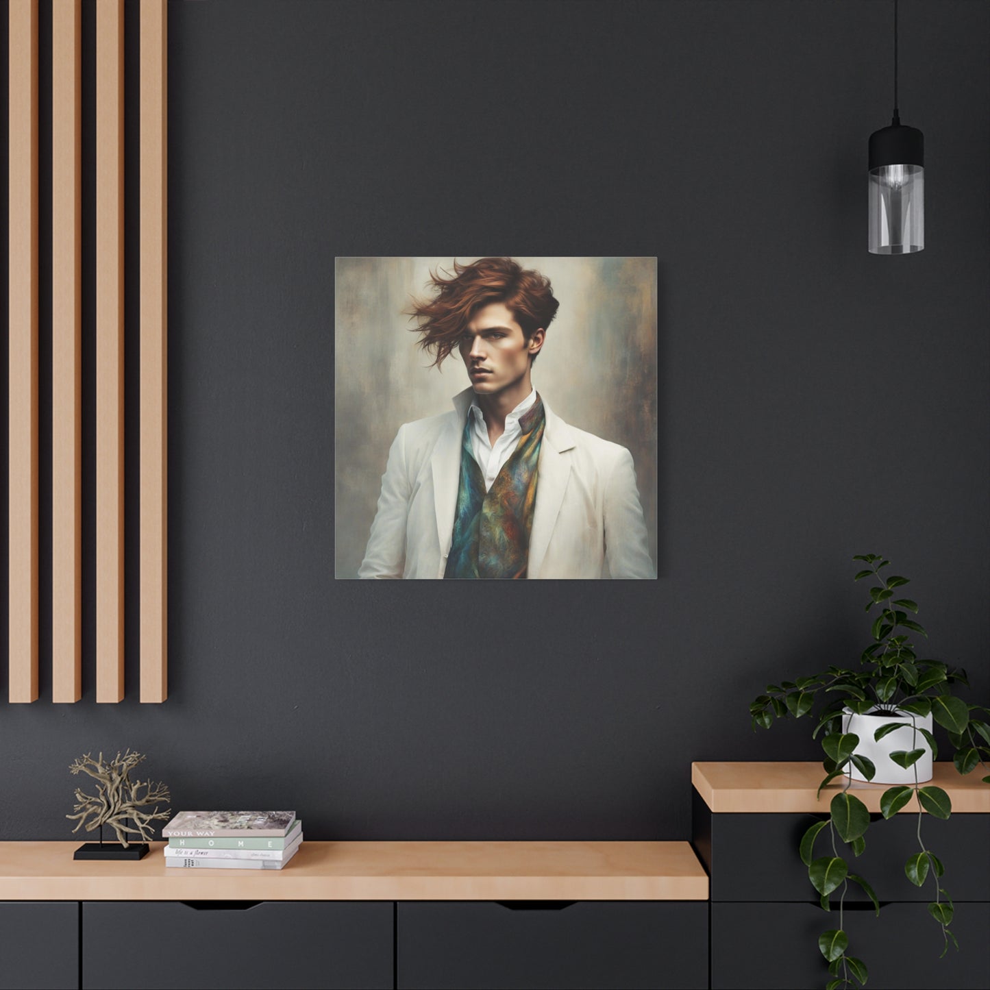 Elio - Ethereal Grace - Available in a Matte Square Canvas Print-Wall Art Decor-Androgynous Figure-High Wedding Fashion Wall Art Decor