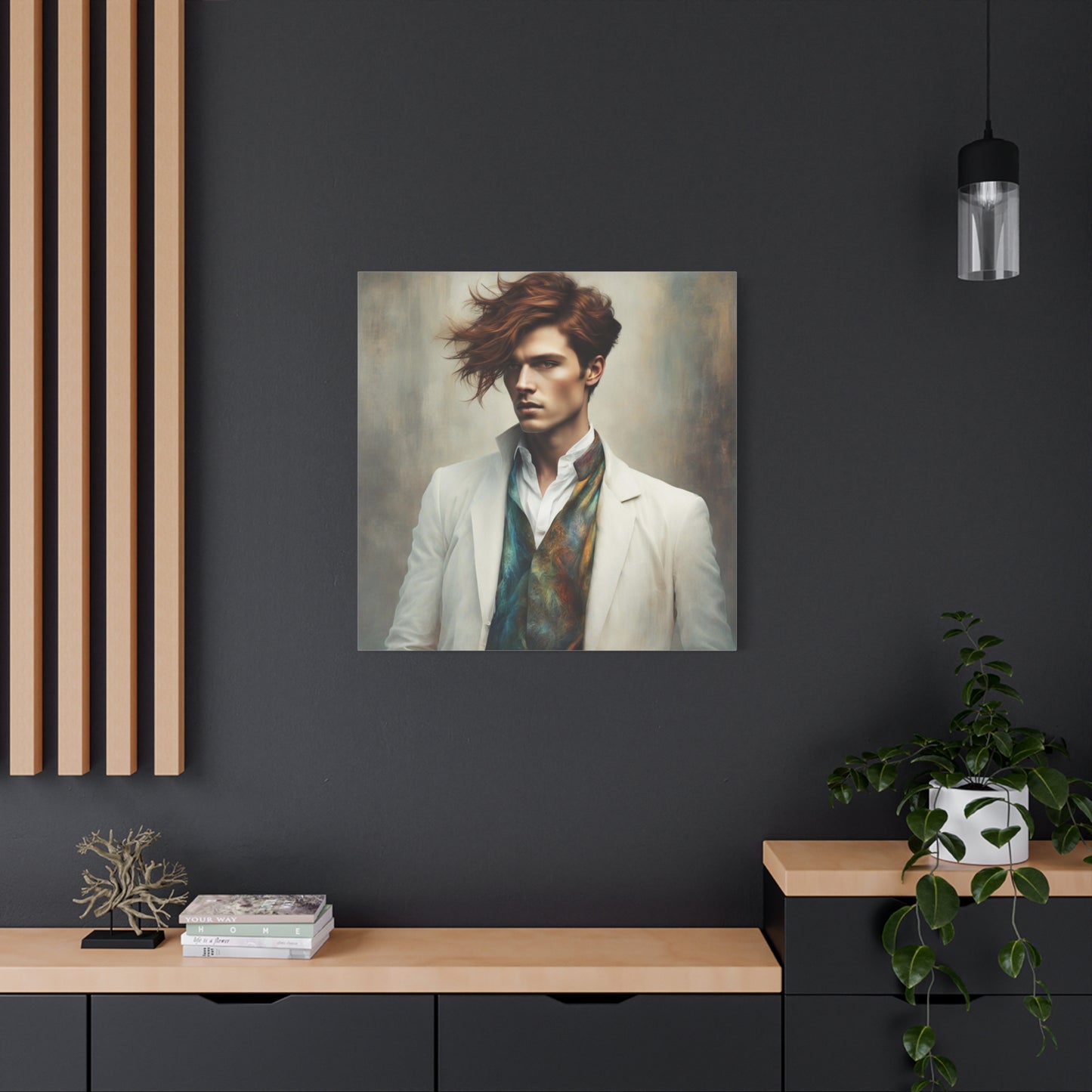 Elio - Ethereal Grace - Available in a Matte Square Canvas Print-Wall Art Decor-Androgynous Figure-High Wedding Fashion Wall Art Decor