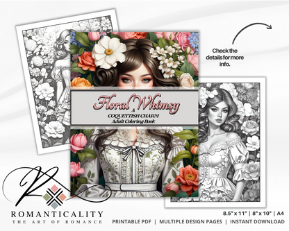 Floral Whimsy: A Coquettish Charm Adult Coloring Book