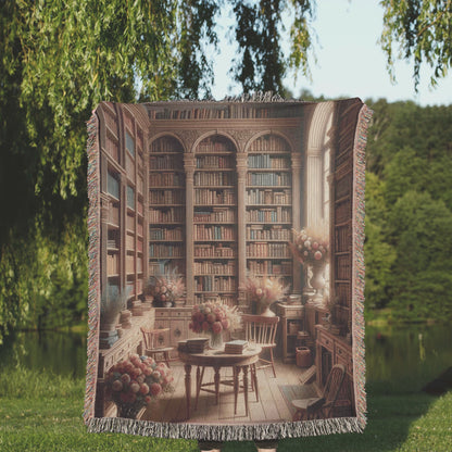 Antique Themed Bookish Woven Blanket